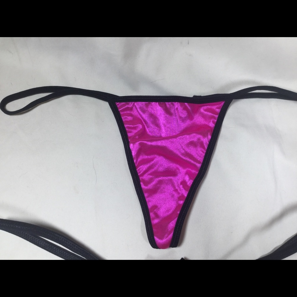 Just Sexy Pink & Black Thong Panty 3X